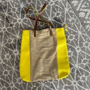 GAP Neon Yellow and Brown Tan Women's Tote Bag